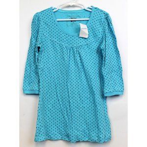NWT Limited Too Girls Blue Polka Dot Shirt Top Sz 8 3/4 Sleeve Early 2000s NOS